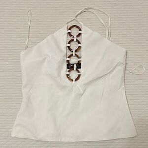 Zara White Fitted Camisole with Cut Out Details